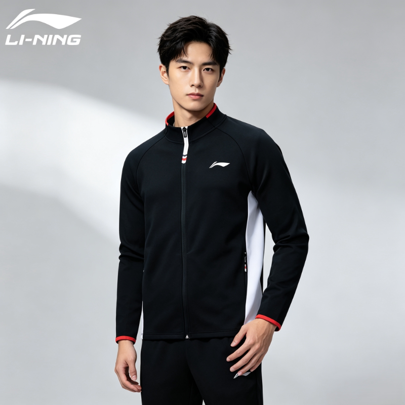 李宁外套男款羽毛球服训练速干开衫上衣外套卫衣运动服 AWDUA89