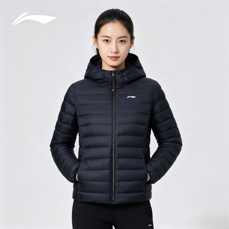 李宁超轻羽绒服女子2026冬季新款健身系列连帽羽绒外套 AYMT092