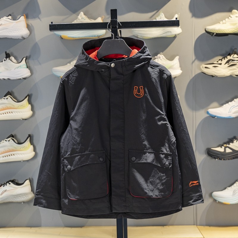 李宁男大童加绒运动风衣2026春季新品宽松防泼水连帽外套YFDW003,运动服/休闲服装,运动风衣,淘宝优惠券,粉丝福利购,淘宝优惠卷