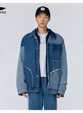 李宁2026冬季男女同款牛仔外套宽松国潮时尚休闲短款棉服AJDR405
