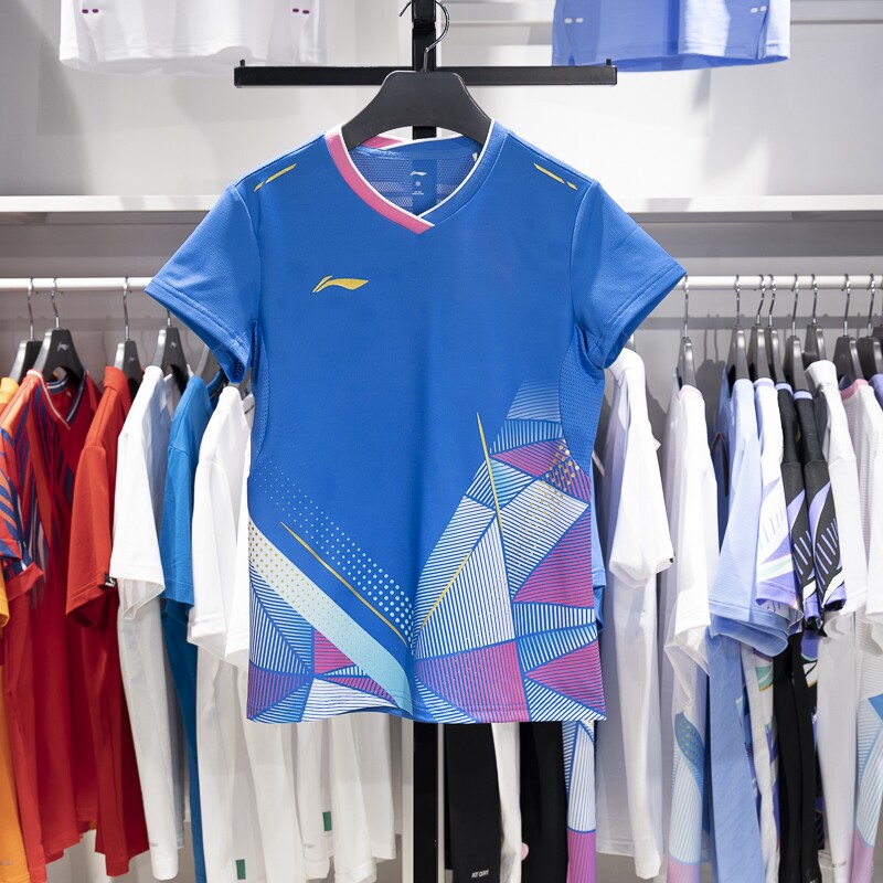 李宁羽毛球服2024春季国际大赛服女子透气舒适比赛上衣AAYU128