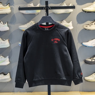 李宁儿童圆领加绒保暖套头卫衣