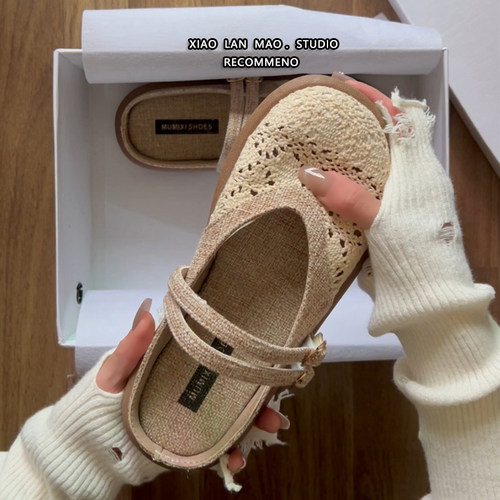 晚晚风透气蕾丝凉鞋女夏外穿拖鞋