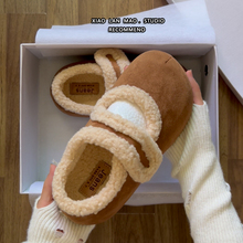 魔术贴勃肯鞋棉鞋女款2025新款秋冬季加绒法式玛丽珍鞋厚底毛毛鞋