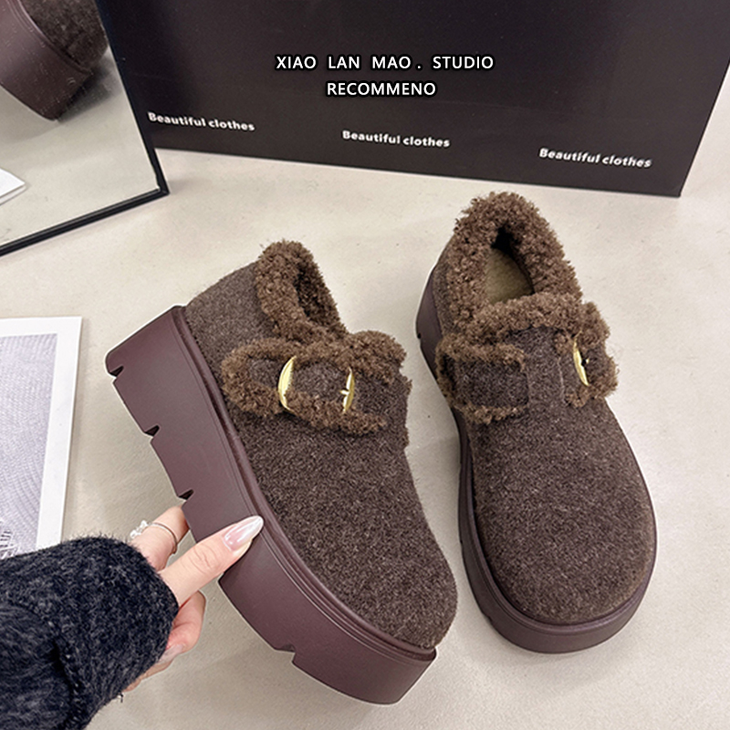 厚底勃肯鞋女2025新款冬季加绒鞋