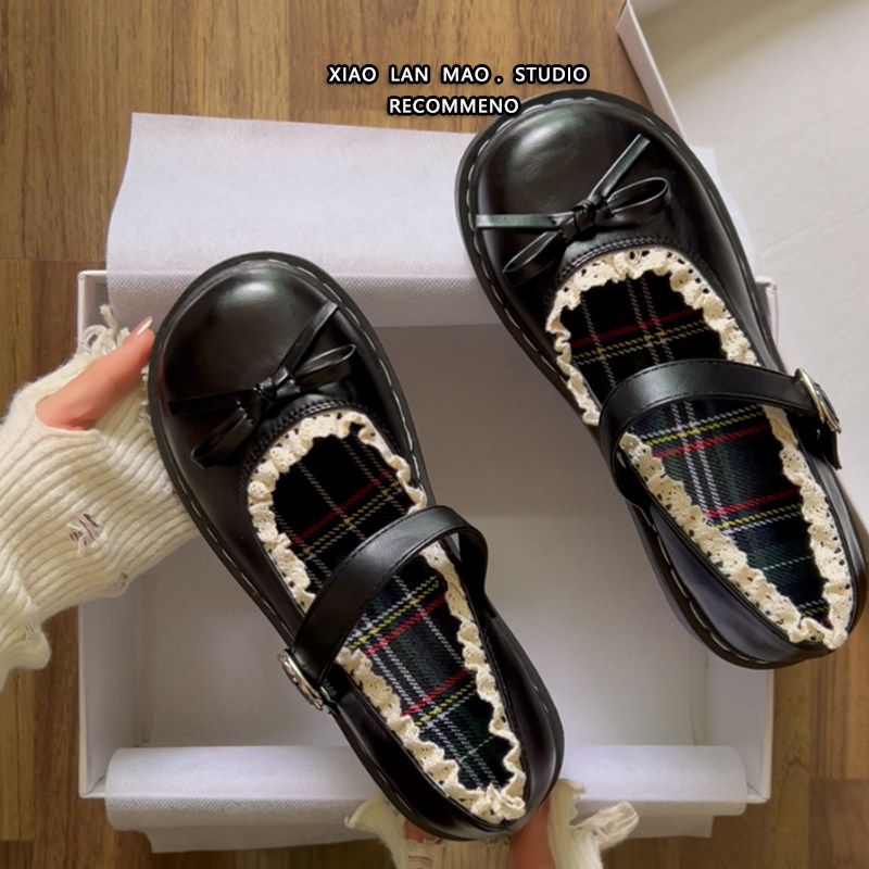 黑色玛丽珍鞋女英伦风蝴蝶结2026新款春季浅口配裙子厚底小皮鞋子,女鞋,玛丽珍鞋,淘宝优惠券,粉丝福利购,淘宝优惠卷