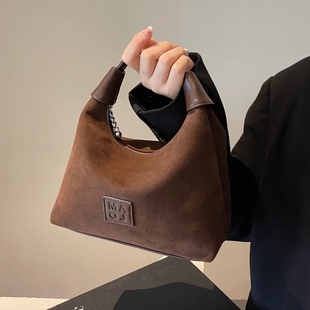 复古磨砂小包包女2025新款 秋冬百搭通勤斜挎包高级质感手提饺子包