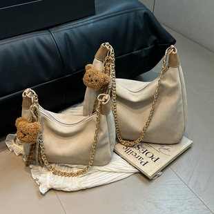 时尚 简约大容量包包女2025新款 链条单肩腋下包学生通勤斜挎托特包