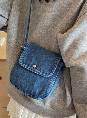 轻便牛仔布单肩斜挎手机包迷你包