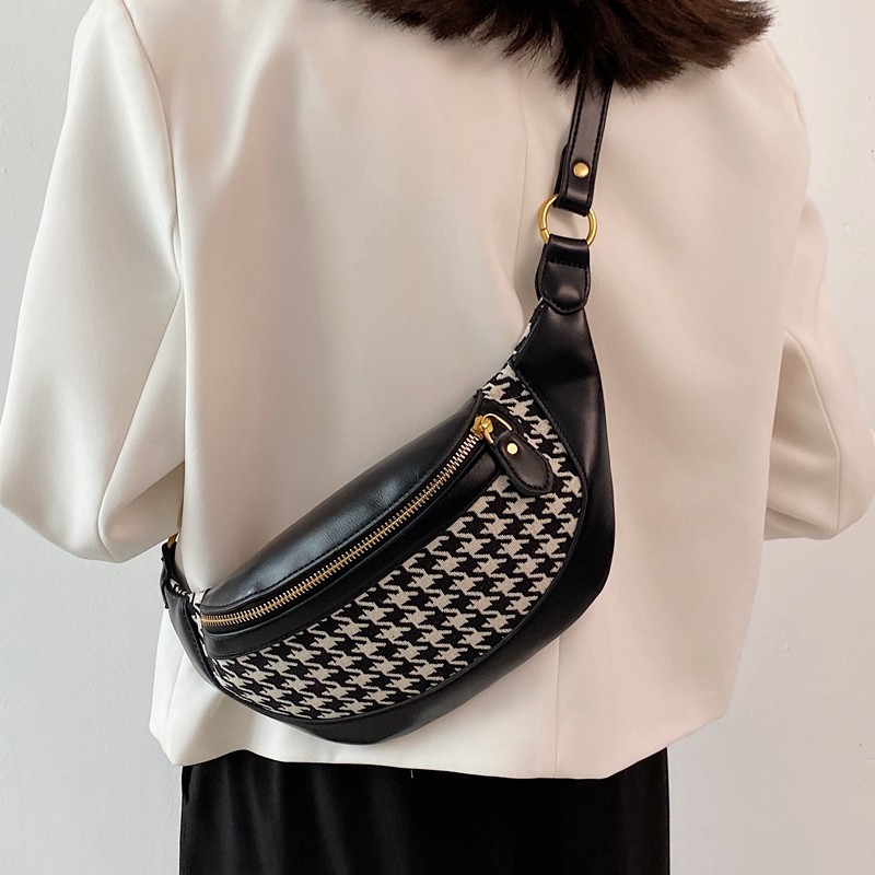 千鸟格包包女2025秋冬新款复古时尚小众胸包ins百搭单肩斜挎腰包,箱包皮具/热销女包/男包,通用款女包,淘宝优惠券,粉丝福利购,淘宝优惠卷