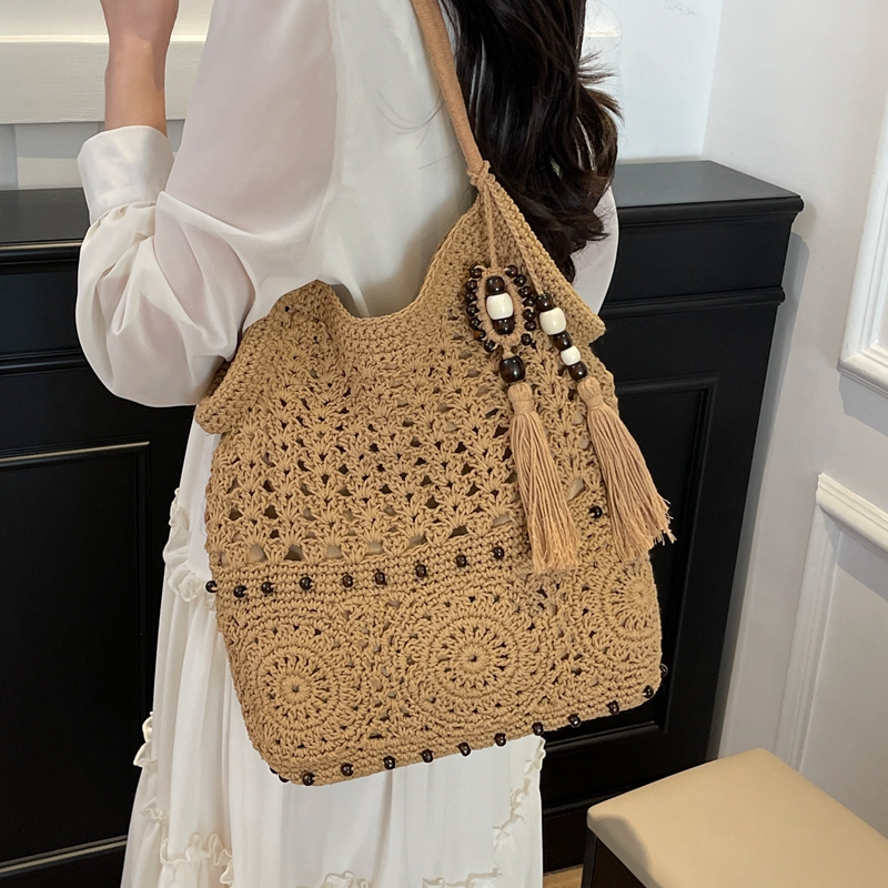 文艺编织包休闲度假大容量托特包