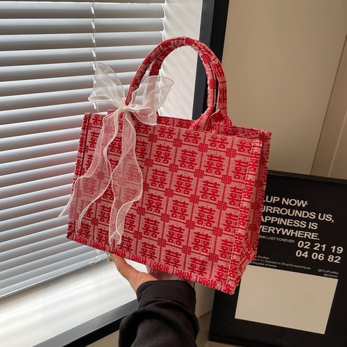 红色结婚新娘包手提单肩托特包
