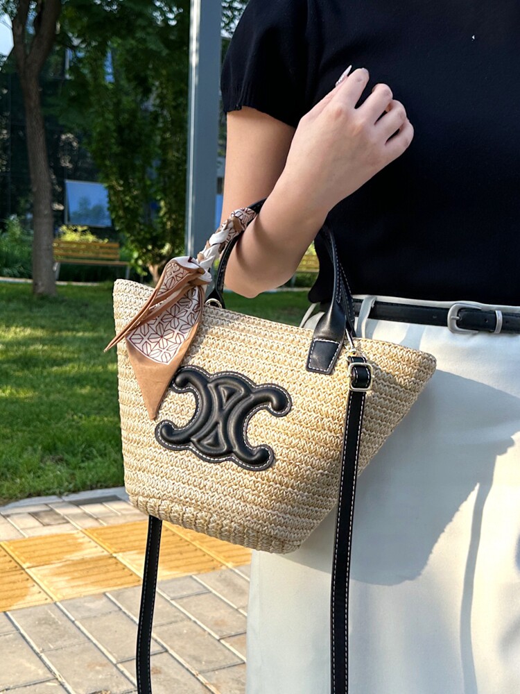Trendy Luxury Straw Woven Bag For Women 2025 New Arrival Beach Vacation Crossbody Bag Woven Handbag Basket - Thumbnail 3