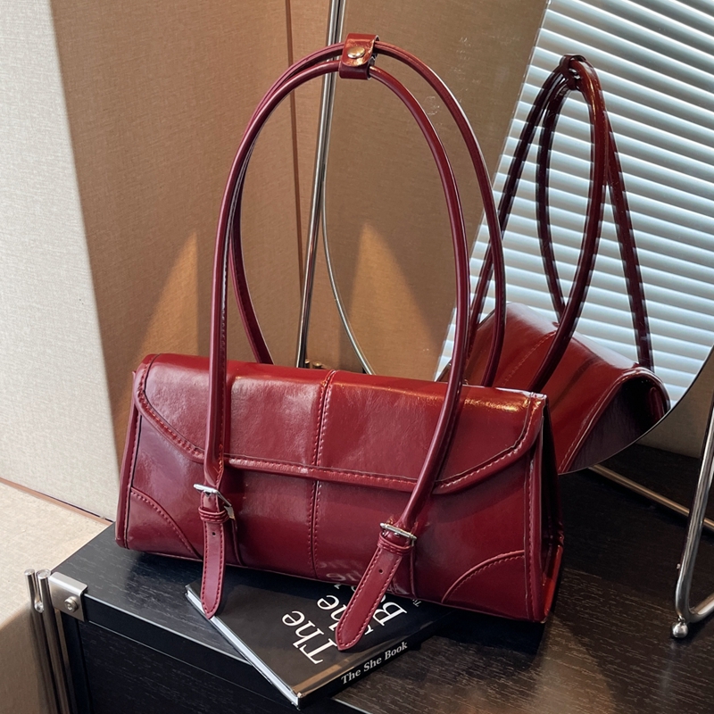 红色结婚包复古通勤单肩腋下包