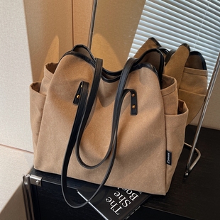 上班通勤帆布包包女2025新款大秋冬容量单肩托特包休闲外出手提袋