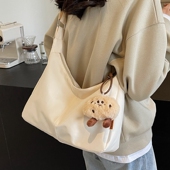 简约大容量尼龙帆布包包女休闲学生上课通勤单肩包轻便斜挎托特包