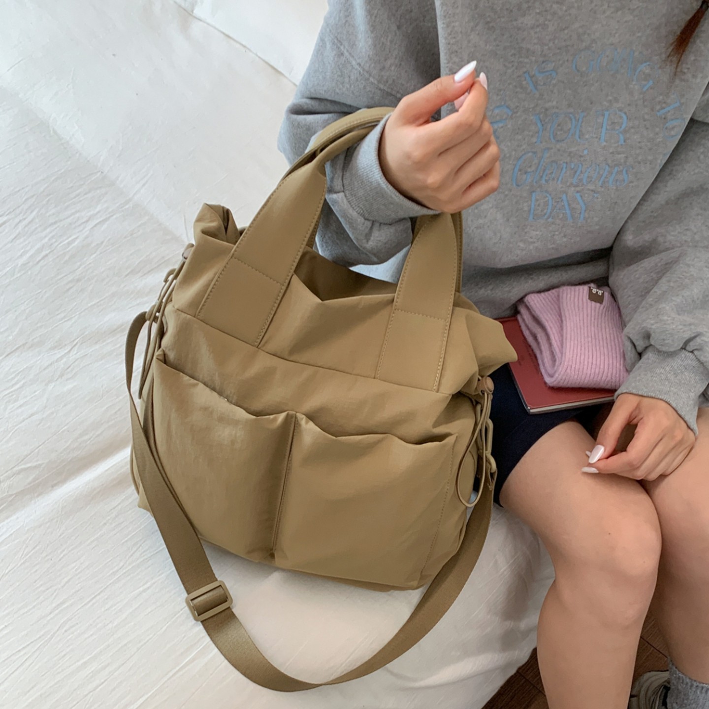 韩版尼龙布手提通勤包女2026新款时尚休闲单肩包大容量学生斜挎包,箱包皮具/热销女包/男包,通用款女包,淘宝优惠券,粉丝福利购,淘宝优惠卷