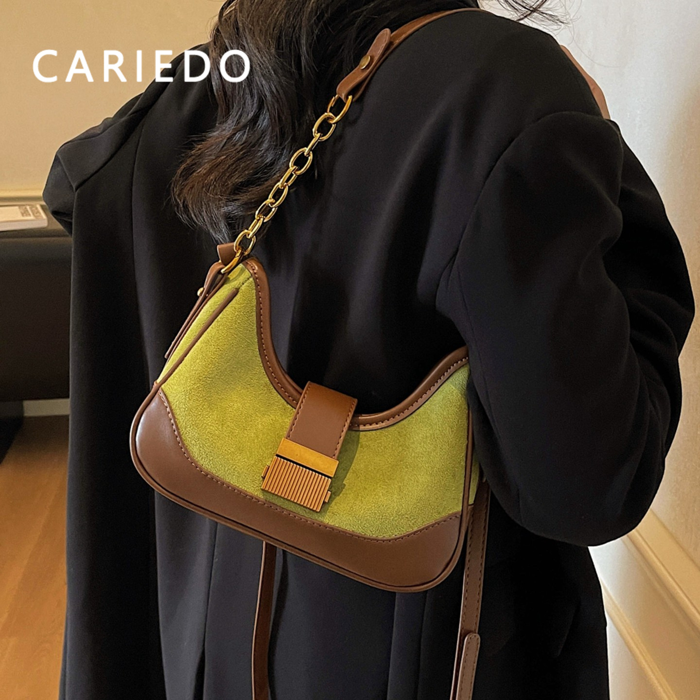 小众撞色麂皮绒包包女新款复古链条单肩腋下月牙包秋冬通勤斜挎包,箱包皮具/热销女包/男包,通用款女包,淘宝优惠券,粉丝福利购,淘宝优惠卷