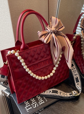 红色结婚包包2026新款高级感手提婚包女新娘包斜挎包大容量托特包