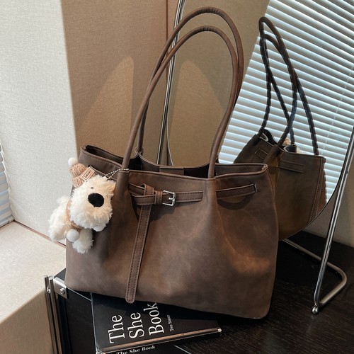 复古大容量通勤单肩腋下托特包