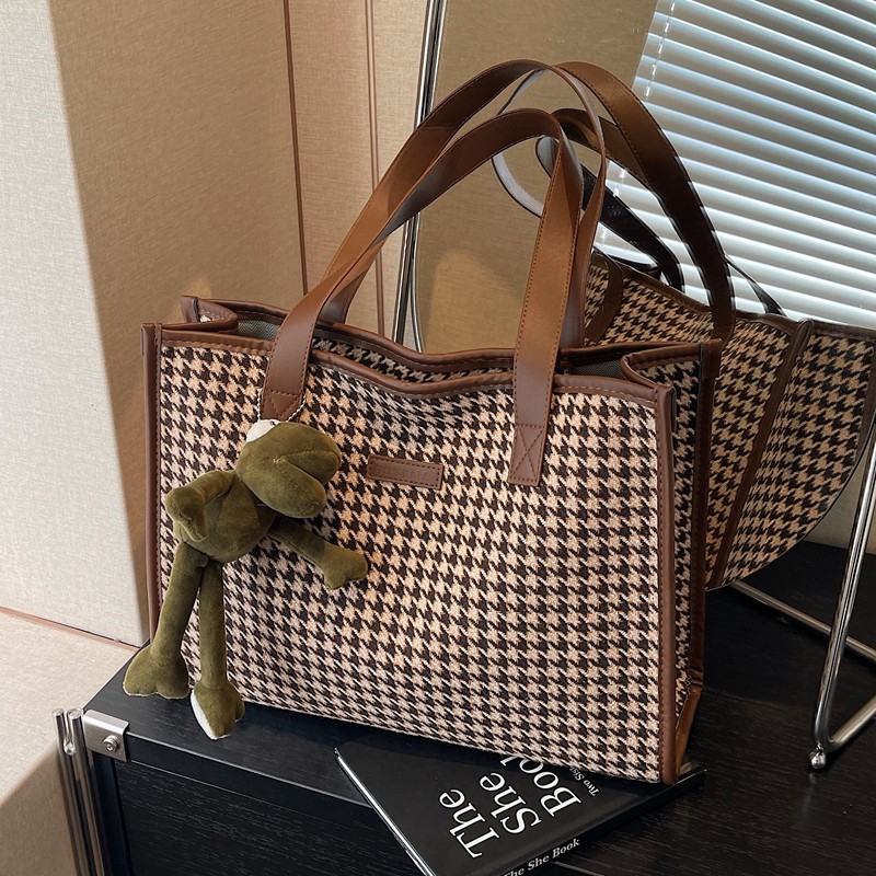 千鸟格大包包女2025新款秋冬高级质感休闲单肩包通勤大容量托特包,箱包皮具/热销女包/男包,通用款女包,淘宝优惠券,粉丝福利购,淘宝优惠卷