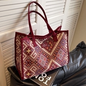 红色包包女2026新款 休闲单肩手提大容量婚包帆布托特包结婚新娘包