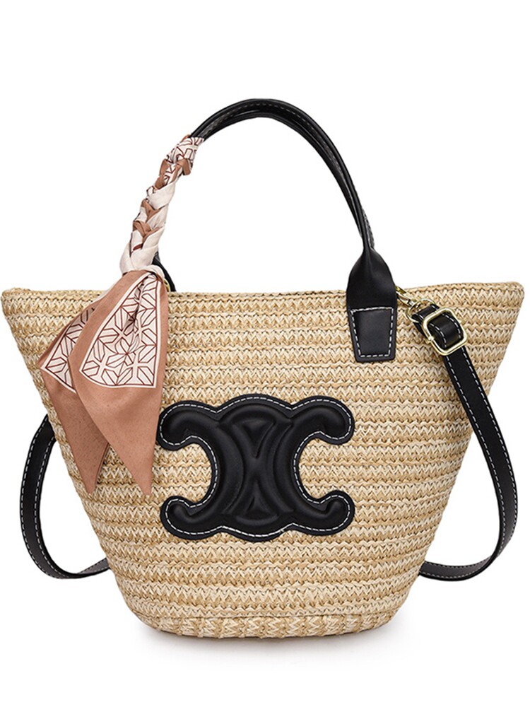 Trendy Luxury Straw Woven Bag For Women 2025 New Arrival Beach Vacation Crossbody Bag Woven Handbag Basket - Thumbnail 5