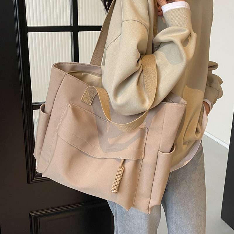 简约大容量帆布包女秋冬新款休闲单肩包学生上课电脑包通勤托特包,箱包皮具/热销女包/男包,通用款女包,淘宝优惠券,粉丝福利购,淘宝优惠卷