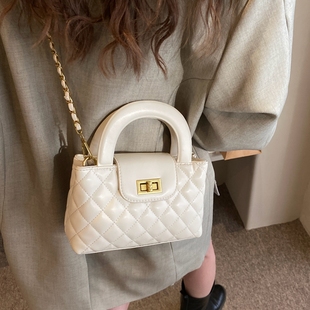 网红爆款小香风菱格链条包包女2025新款洋气百搭斜挎包手提小方包