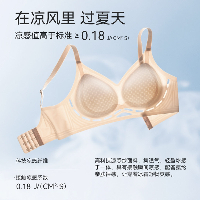 夏季镂空薄款文胸无痕小胸聚拢收副乳果冻胶内衣女胸罩凉爽透气