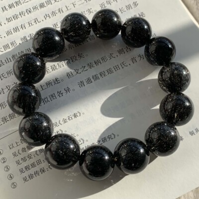 建木信使｜【高品质】天然黑发晶碧玺发水晶手串 原石原矿