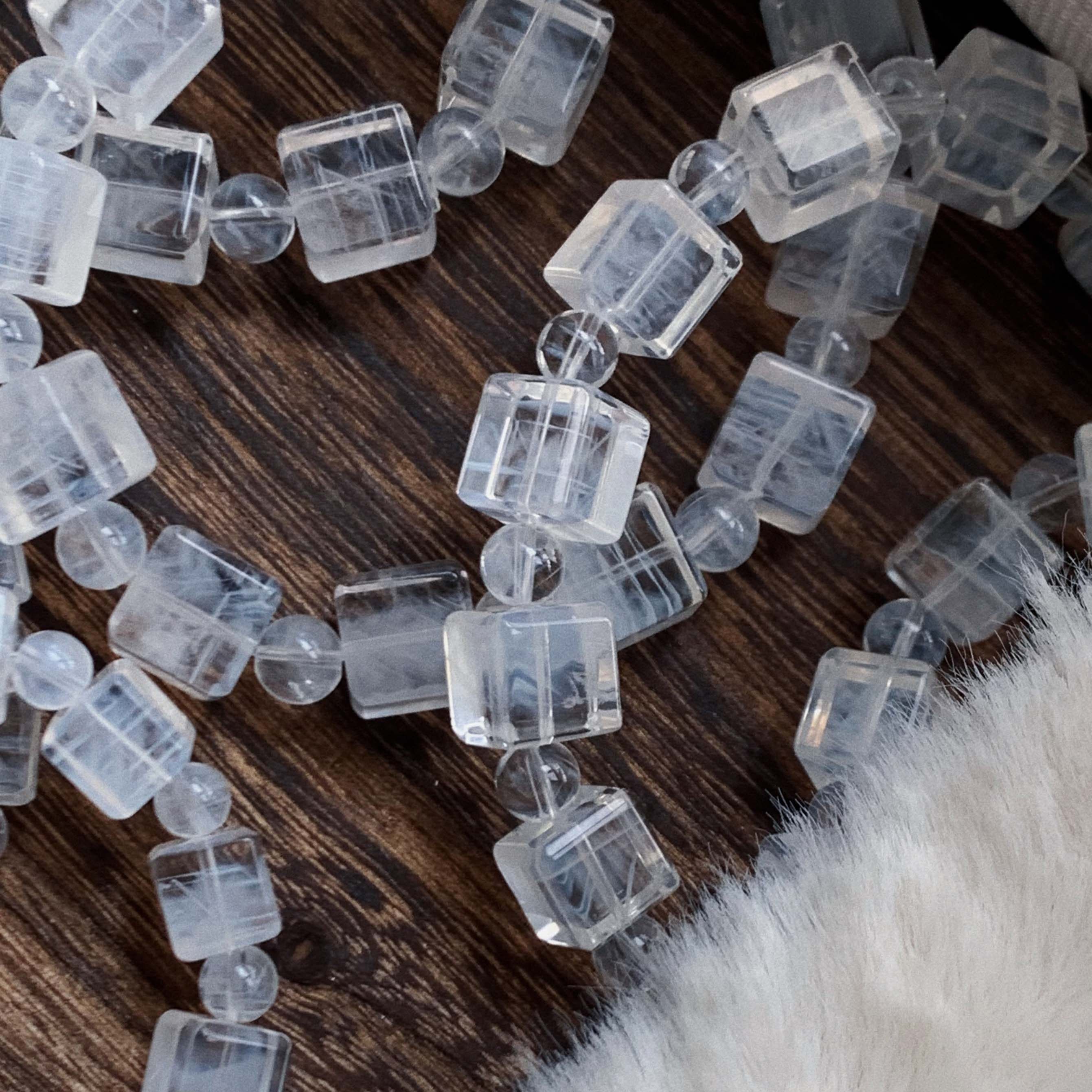 建木信使｜【高品质】天然显蓝针白水晶手串巴西异象羽毛原石原矿