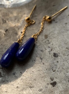 建木信使｜【性价比】天然无优化青金石耳钉耳坠s925银原石原矿