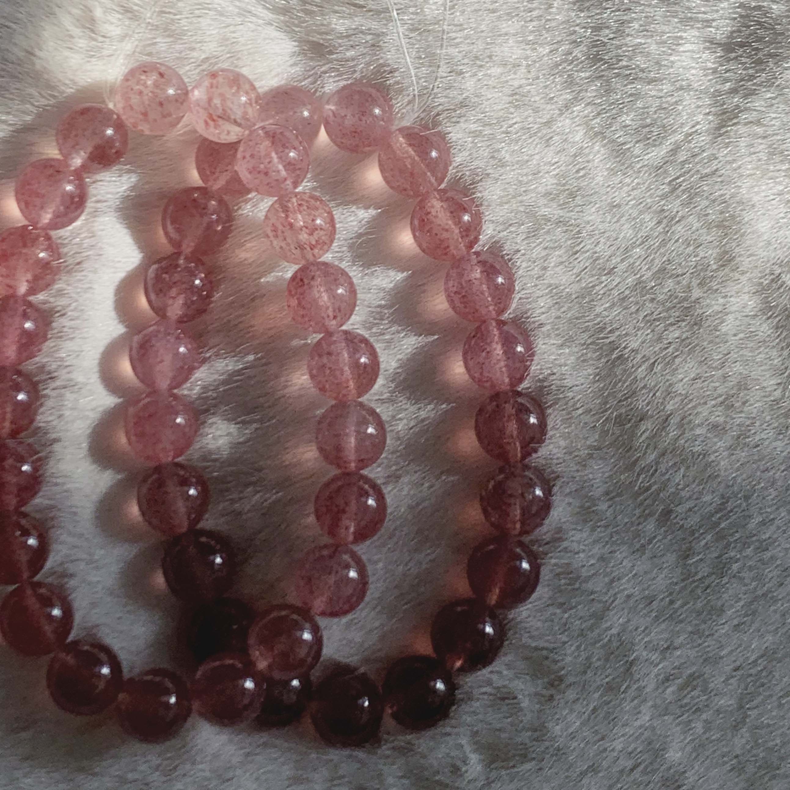 建木信使｜【高品质】天然无加色草莓晶白水体鸽血红渐变水晶手串