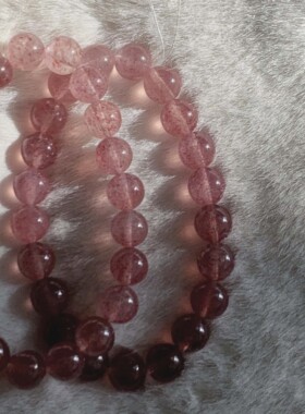 建木信使｜【高品质】天然无加色草莓晶白水体鸽血红渐变水晶手串