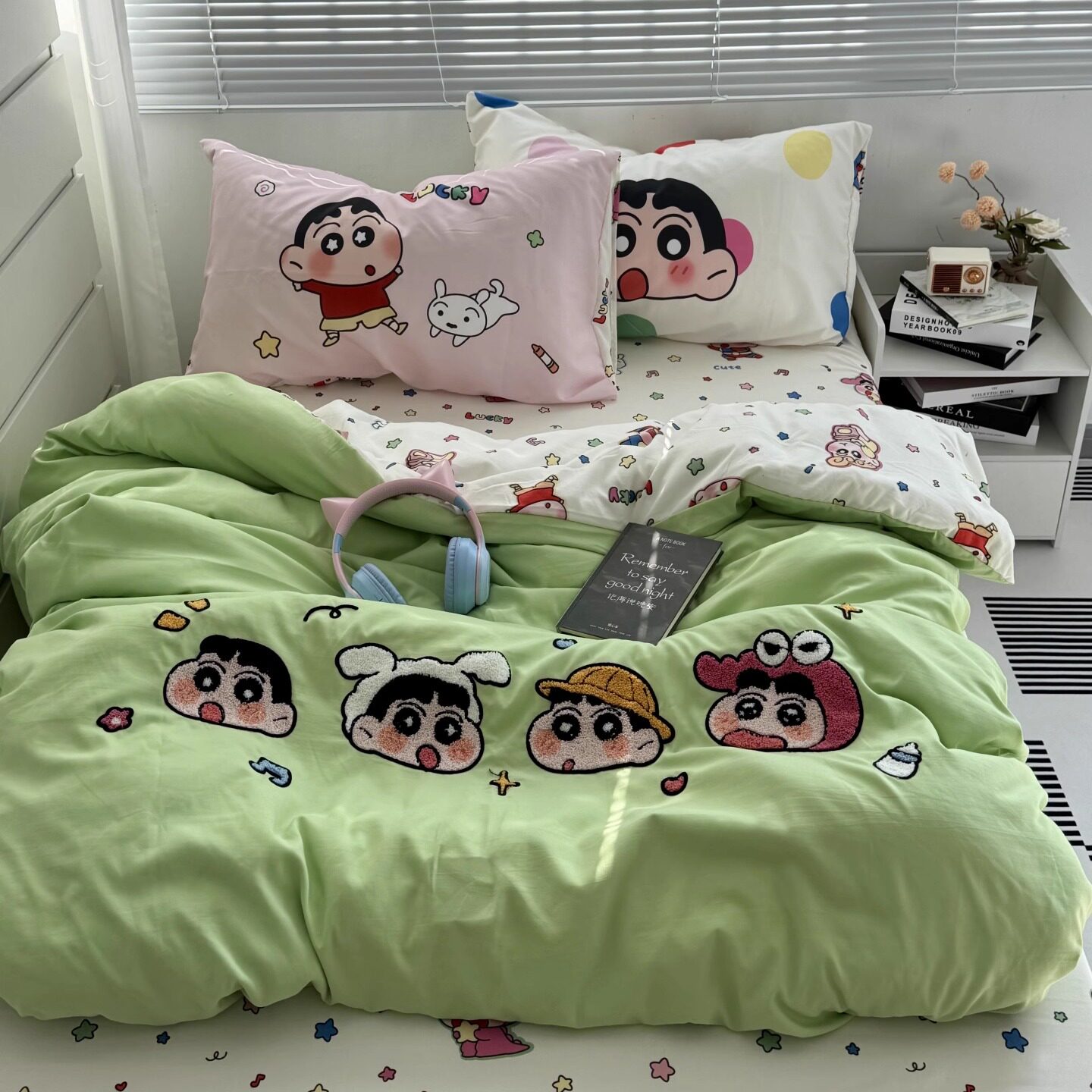 卡通小新毛巾绣水洗棉四件套