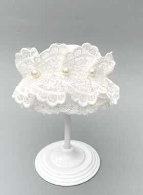 婴儿宝宝新生儿百天周岁女孩发饰宽柔软蕾丝发带护囟门帽透气舒适