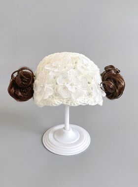 宝宝帽子2022春秋新款0-3-6-12个月毛线帽子婴儿百天棉线花朵镂空