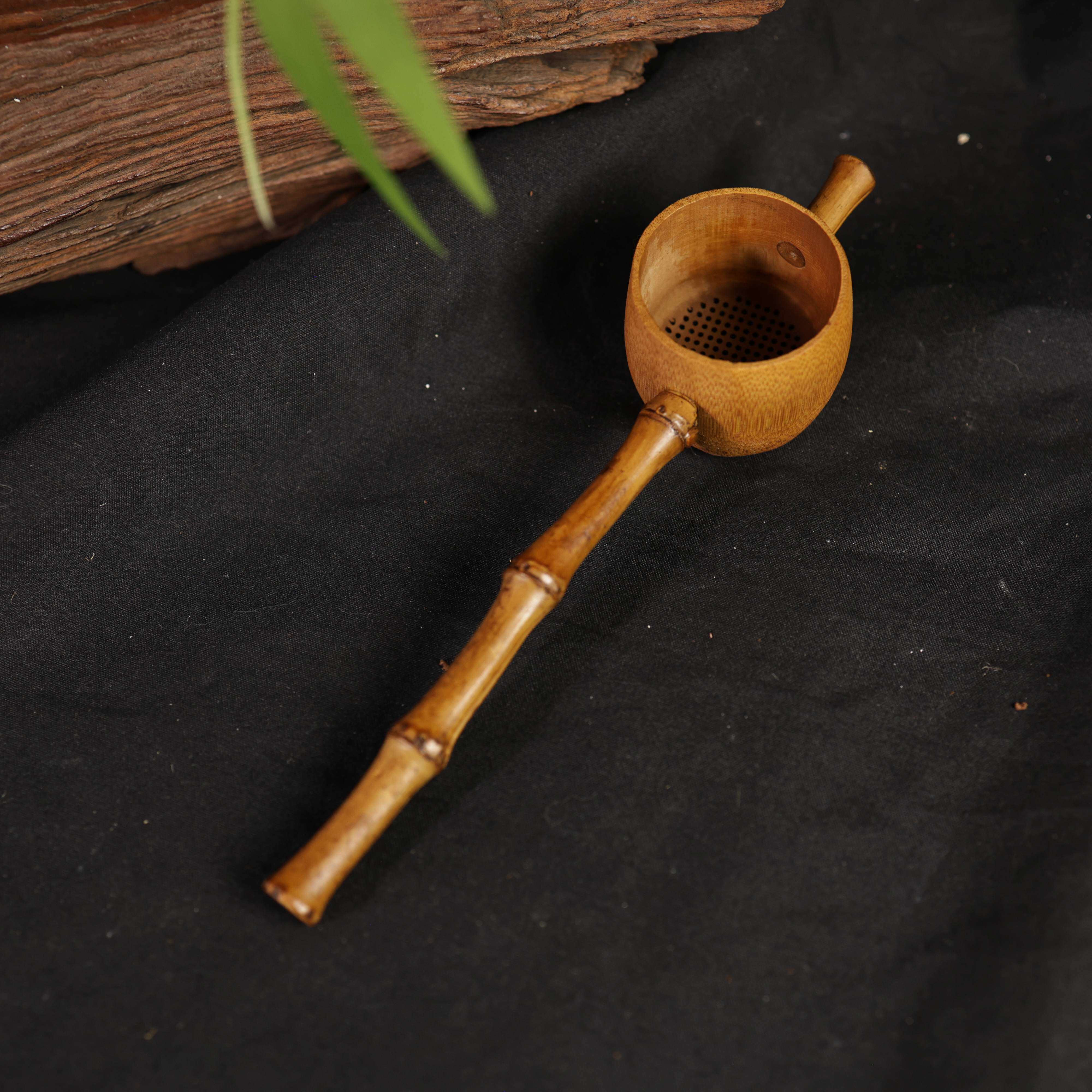 竹根长柄茶漏日式功夫过滤配件