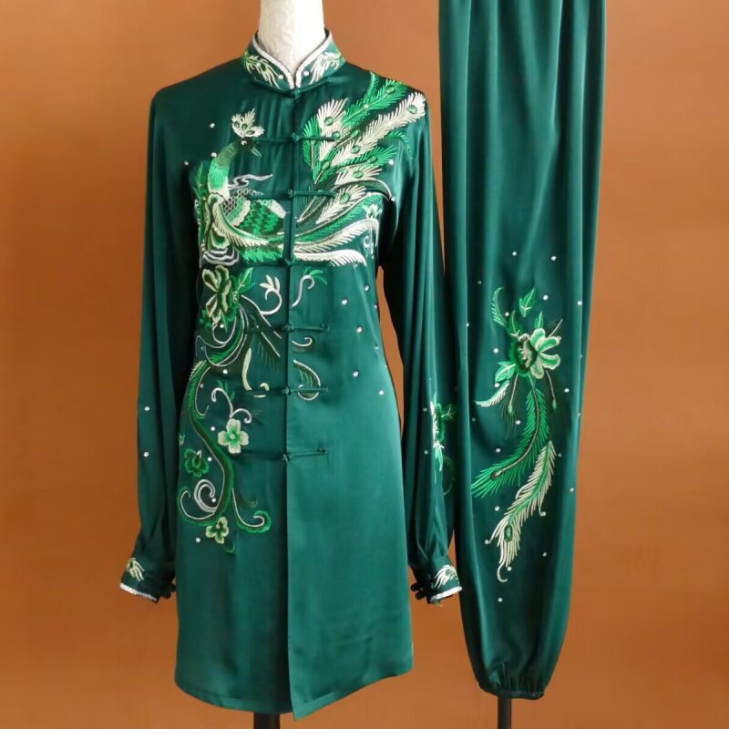 颐和迎春新款刺绣凤凰太极拳服女练功晨练服武术服团体表演比赛服