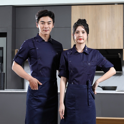 冰丝厨师工作服夏季短袖薄款透气网长袖厨房酒店餐饮春秋工衣定制