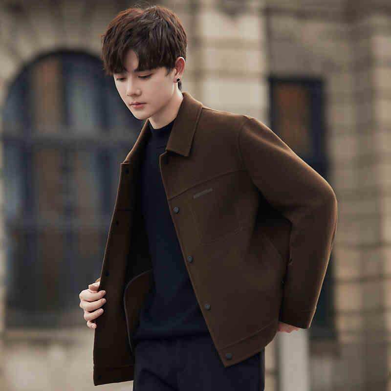 毛呢外套男士春秋季新款潮高级感非羊绒双面呢子夹克冬装短款上衣