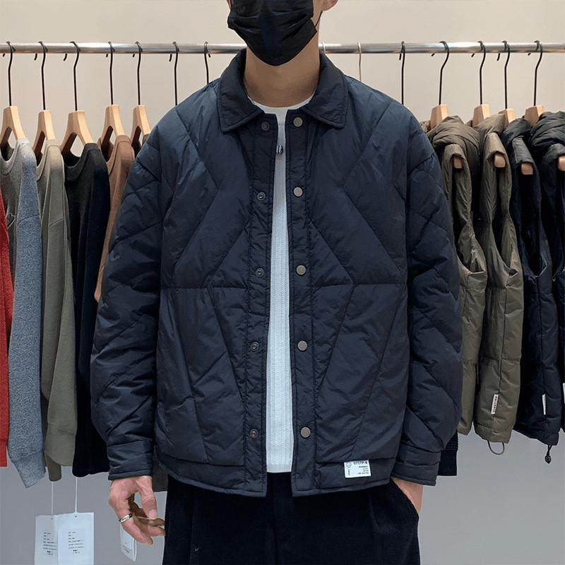 轻薄羽绒服男秋冬新款潮流宽松男士翻领外套舒适轻便保暖冬装上衣