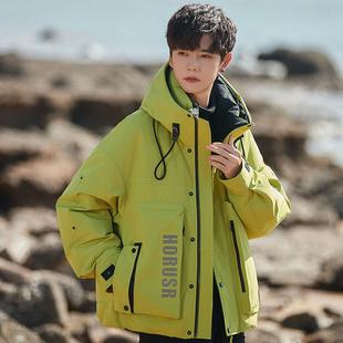 羽绒服男款冬季加厚2025新款痞帅高级感三防工装派克连帽外套潮牌