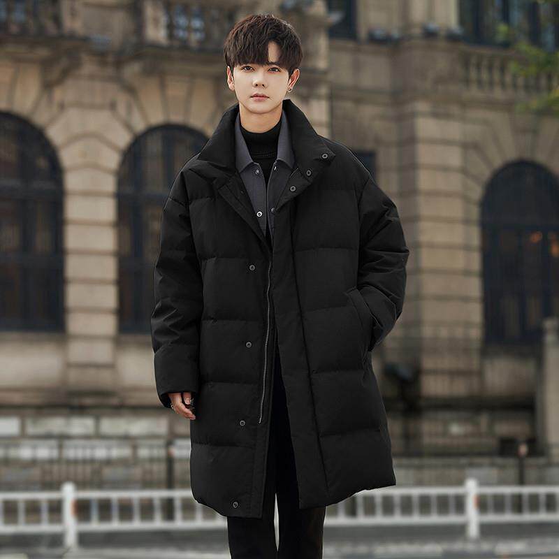 高级感假两件中长款羽绒服男士2025冬季新款潮流防风保暖加厚外套