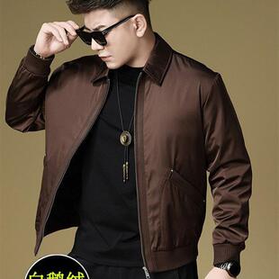 高级感白鹅绒男士冬季羽绒服高端潮牌痞帅轻薄款防寒保暖翻领外套