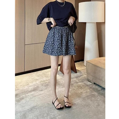 大码韩系复古松紧腰阔腿休闲裤女