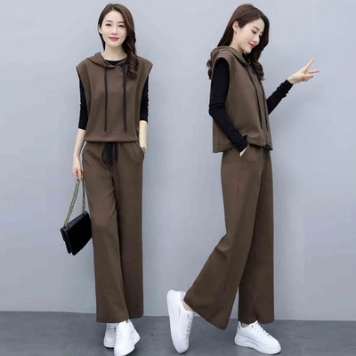 女2022秋季纯色时尚休闲三件套装