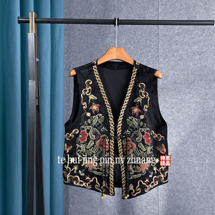 复古提花叠穿马夹 新品 新中式 国风人丝醋酸刺绣马甲背心女2025春季