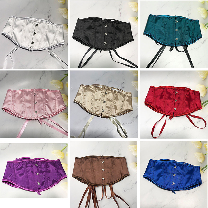 春季新款色丁缎面短款16cm鱼骨腰封法式宫廷复古Lolita束腰收腹带